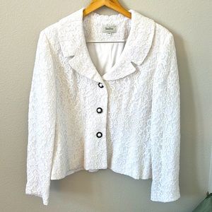 Neiman Marcus white lace blazer